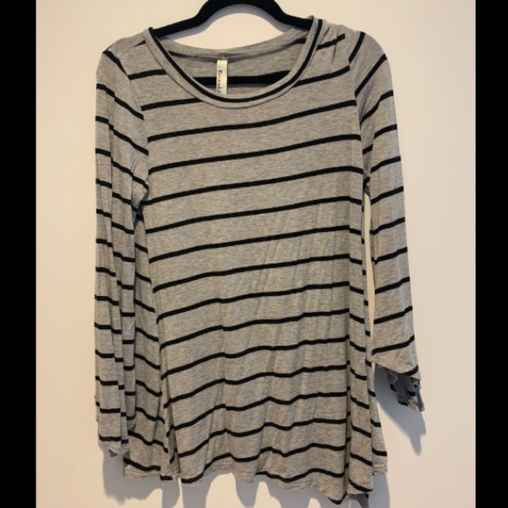 Striped Tunic Top with “Bell Bottom” Sleeves